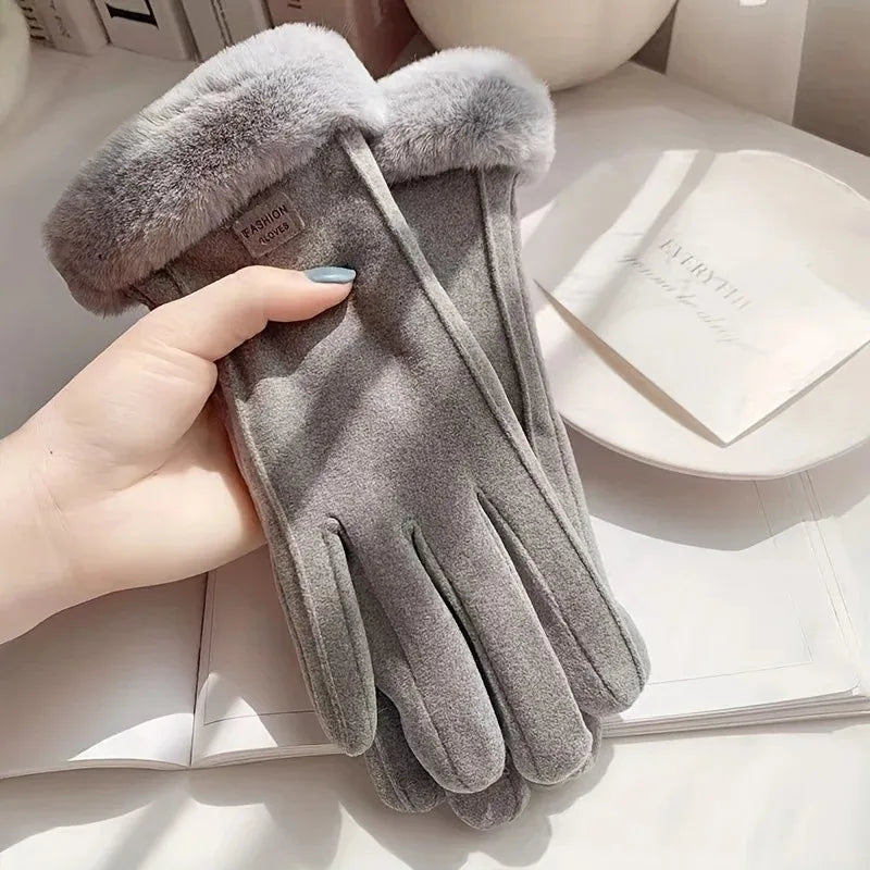 Women's Touchscreen Winter Gloves - Fashionable Finger Gloves, Thin Cashmere Solid Color (Suitable for Autumn and Winter Warmth