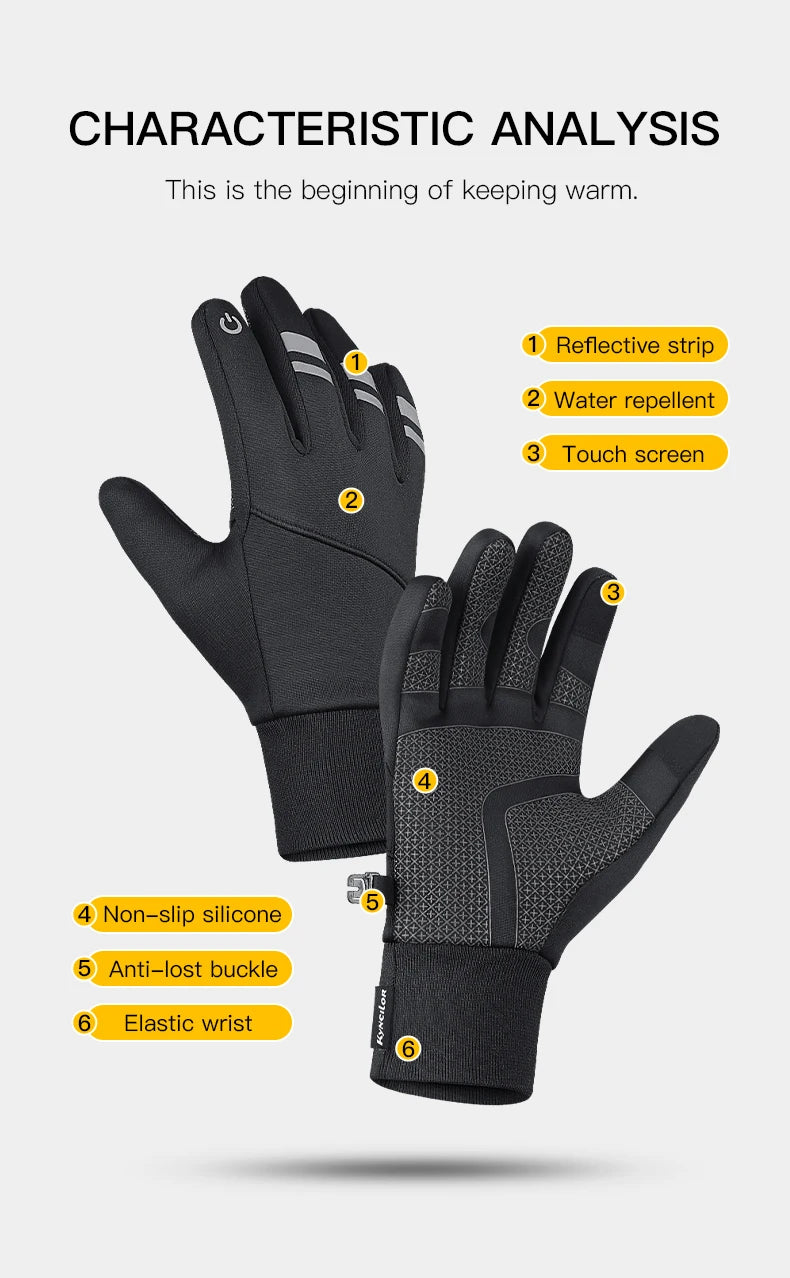 Autumn Winter Cycling Gloves Shockproof Anti-slip Windproof Warm Touchscreen Outdoor Hiking Skiing Riding Motorbike Gloves Men