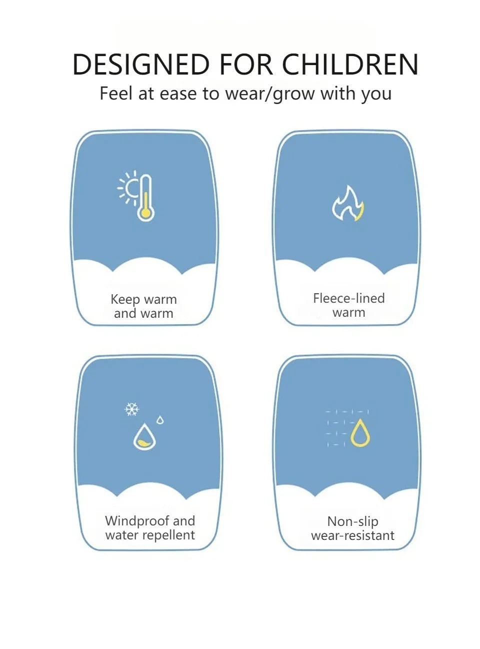 Children's Velvet Warm Gloves Outdoor Skiing Sports Non Slip Full Finger Gloves Inner Velvet Skin Friendly Elastic Wrist Gloves