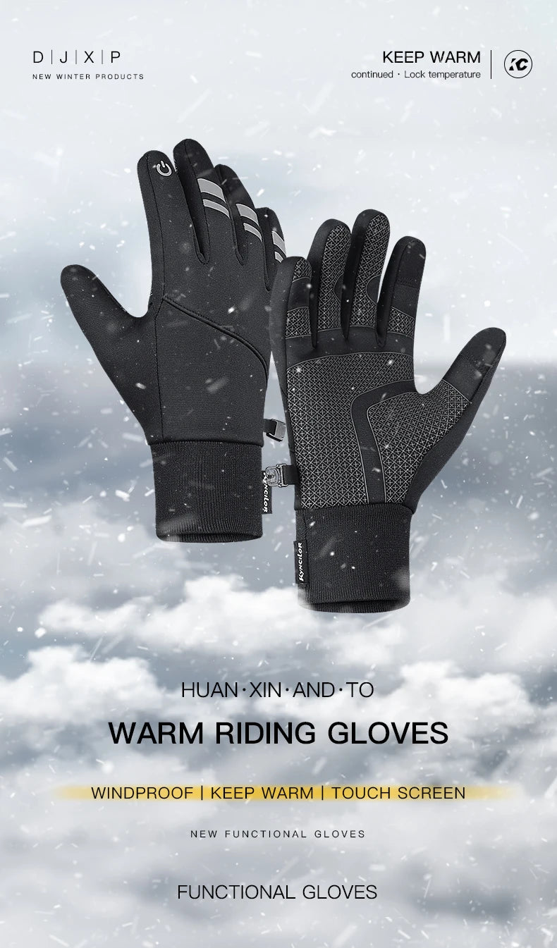 Autumn Winter Cycling Gloves Shockproof Anti-slip Windproof Warm Touchscreen Outdoor Hiking Skiing Riding Motorbike Gloves Men