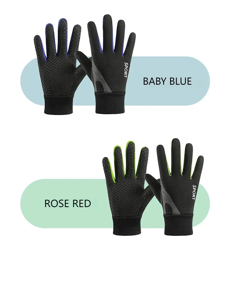 Children's Velvet Warm Gloves Outdoor Skiing Sports Non Slip Full Finger Gloves Inner Velvet Skin Friendly Elastic Wrist Gloves