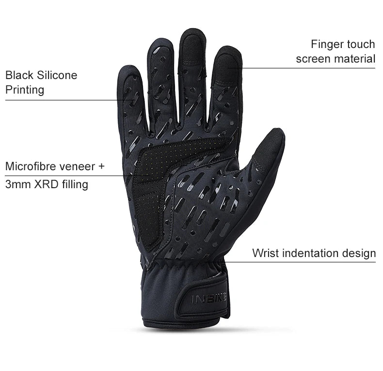 INBIKE Winter Cycling Gloves for Men Women Warm Fleece Biking Glove for Riding Bicycle Gloves Waterproof Touchscreen Accessories