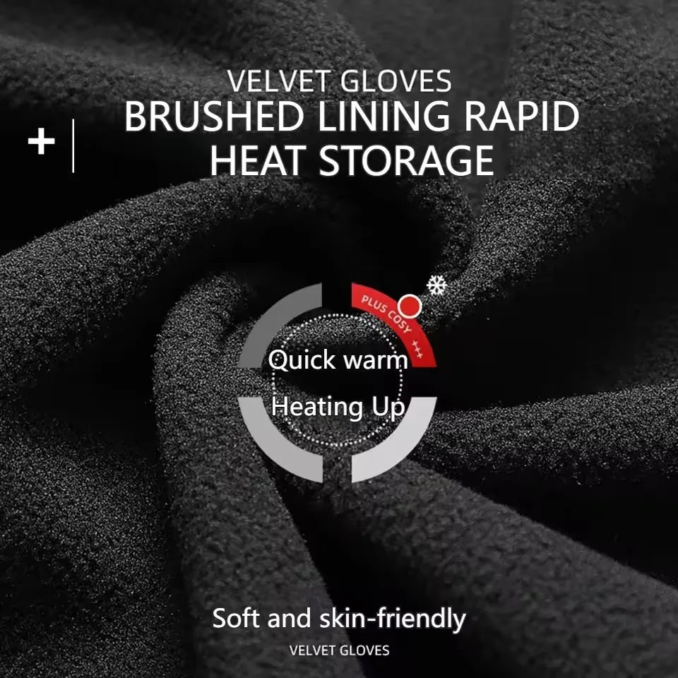 Children's Velvet Warm Gloves Outdoor Skiing Sports Non Slip Full Finger Gloves Inner Velvet Skin Friendly Elastic Wrist Gloves