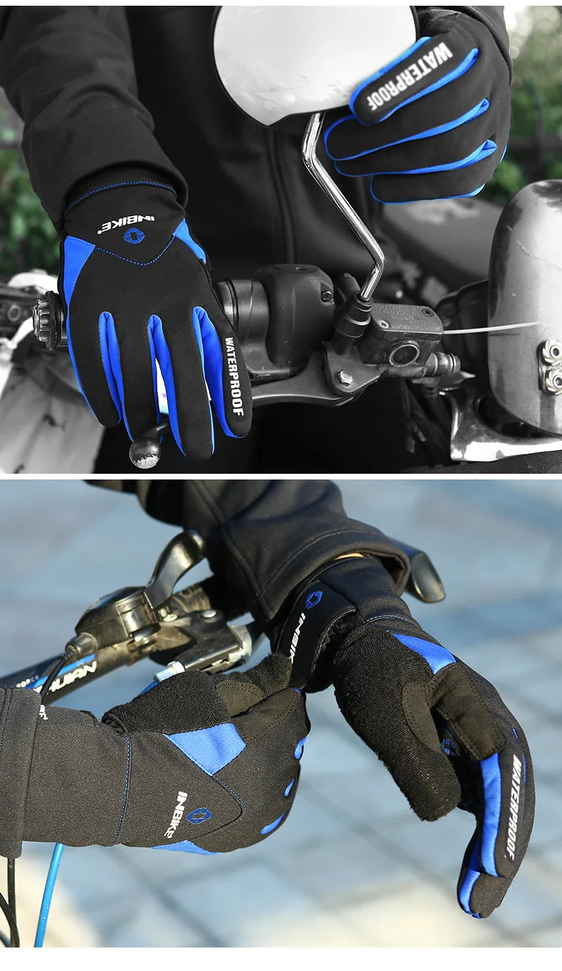 INBIKE Winter Cycling Gloves for Men Women Warm Fleece Biking Glove for Riding Bicycle Gloves Waterproof Touchscreen Accessories