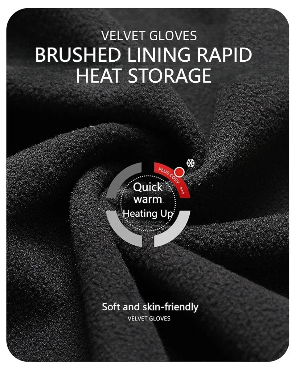 Children's Velvet Warm Gloves Outdoor Skiing Sports Non Slip Full Finger Gloves Inner Velvet Skin Friendly Elastic Wrist Gloves