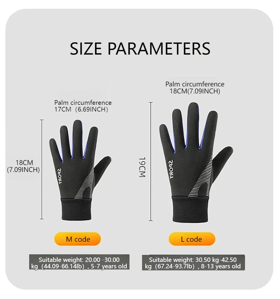 Children's Velvet Warm Gloves Outdoor Skiing Sports Non Slip Full Finger Gloves Inner Velvet Skin Friendly Elastic Wrist Gloves