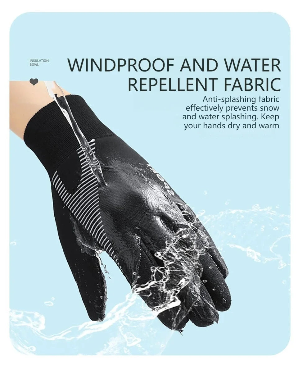 Children's Velvet Warm Gloves Outdoor Skiing Sports Non Slip Full Finger Gloves Inner Velvet Skin Friendly Elastic Wrist Gloves