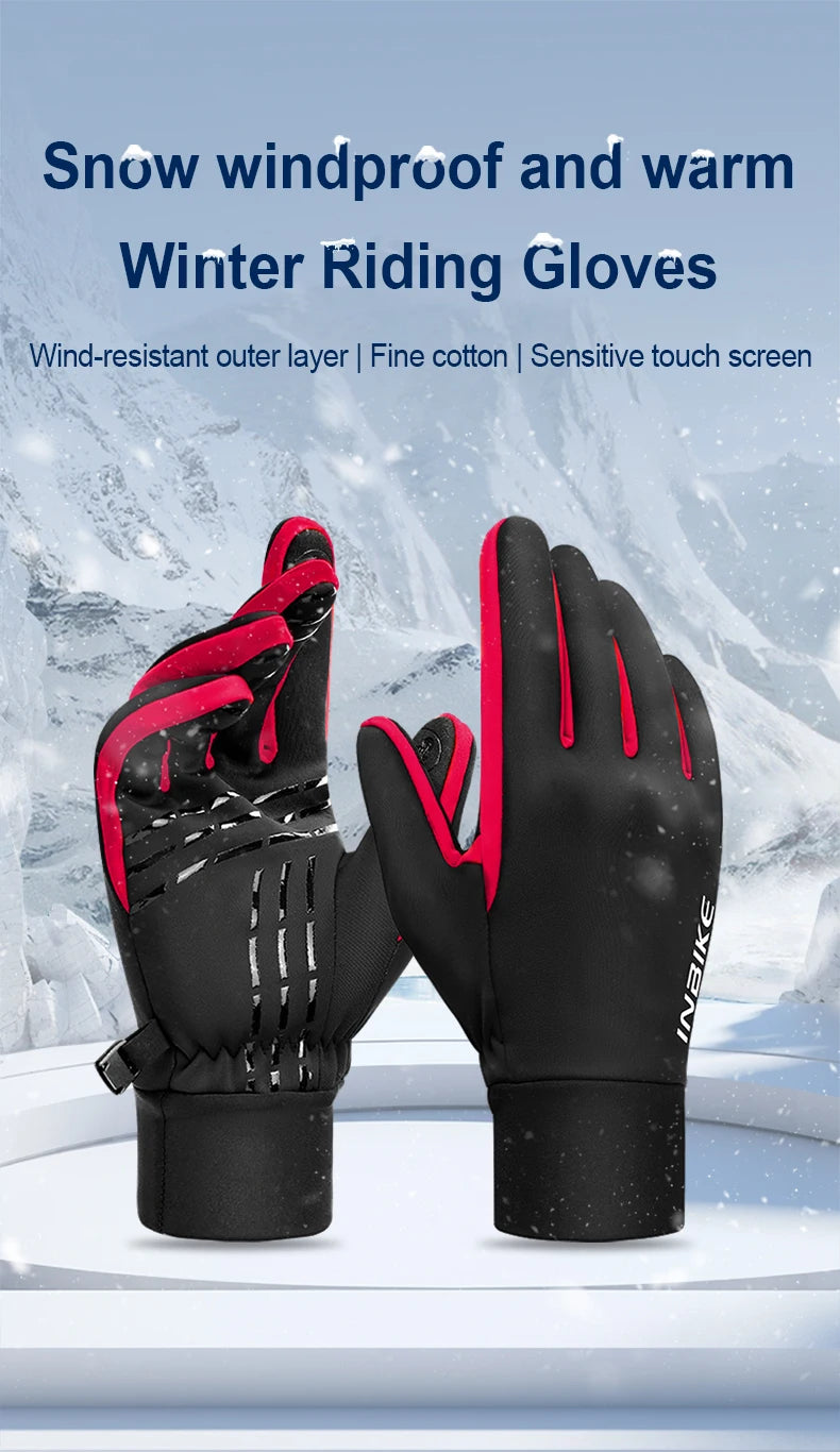 INBIKE Winter Cycling Gloves for Men Women Warm Fleece Biking Glove for Riding Bicycle Gloves Waterproof Touchscreen Accessories