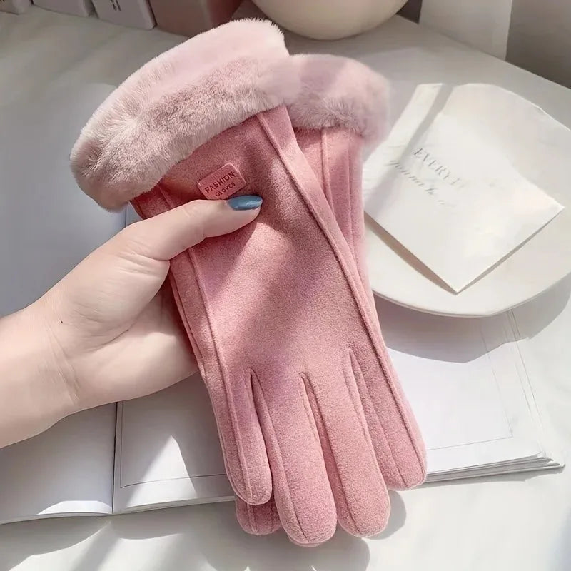 Women's Touchscreen Winter Gloves - Fashionable Finger Gloves, Thin Cashmere Solid Color (Suitable for Autumn and Winter Warmth