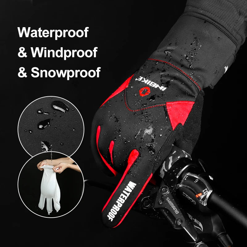 INBIKE Winter Cycling Gloves for Men Women Warm Fleece Biking Glove for Riding Bicycle Gloves Waterproof Touchscreen Accessories