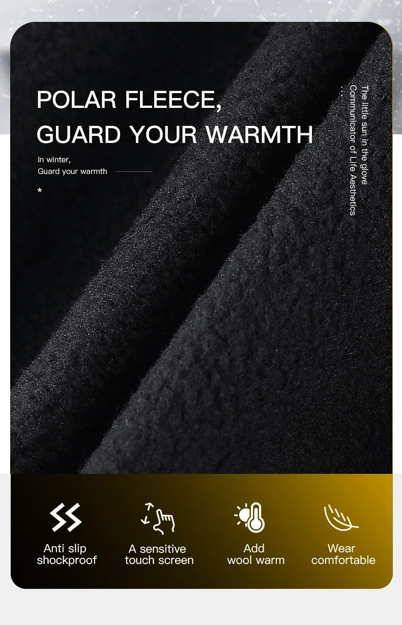 Autumn Winter Cycling Gloves Shockproof Anti-slip Windproof Warm Touchscreen Outdoor Hiking Skiing Riding Motorbike Gloves Men